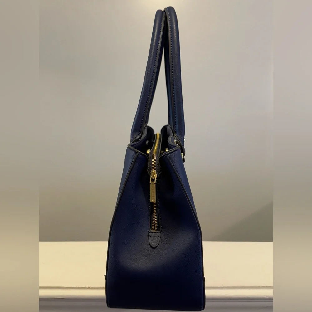 Anne Klein “Black New Recruits” blue  Large Structured Satchel Women Handbag - Picture 4 of 10